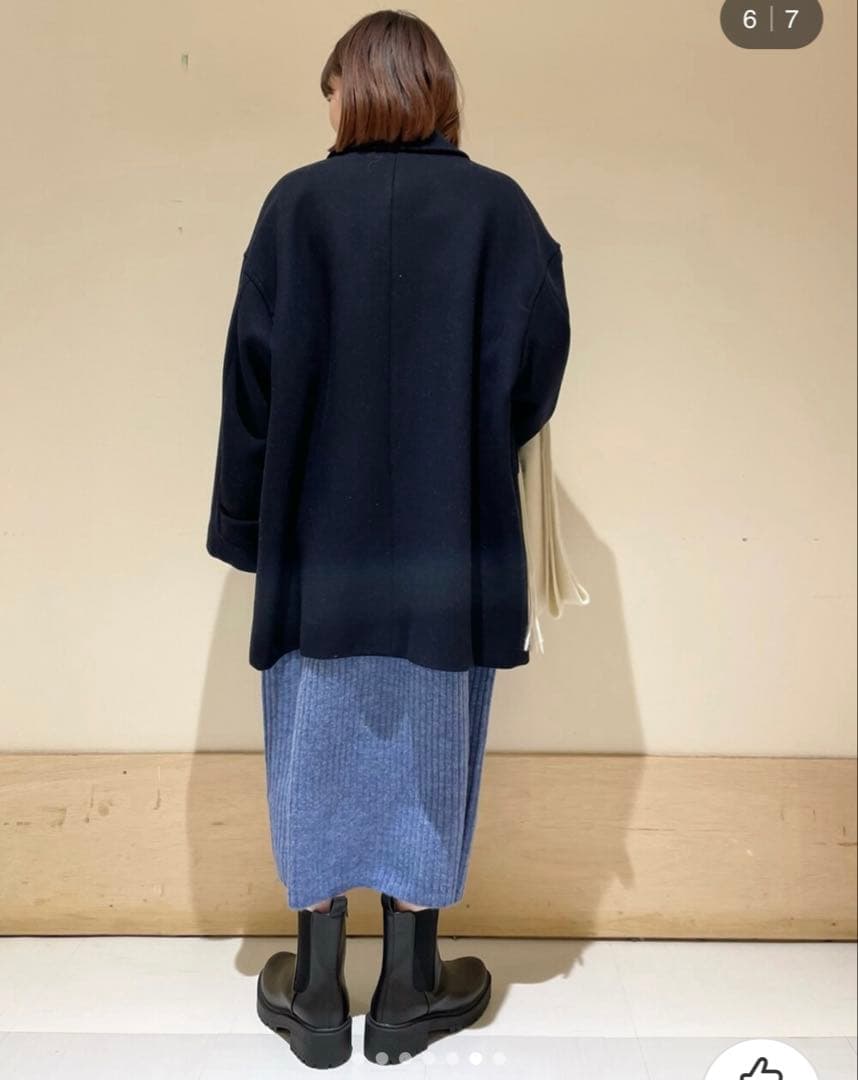 FORK&SPOON　バルカラーミドルコート　ネイビー