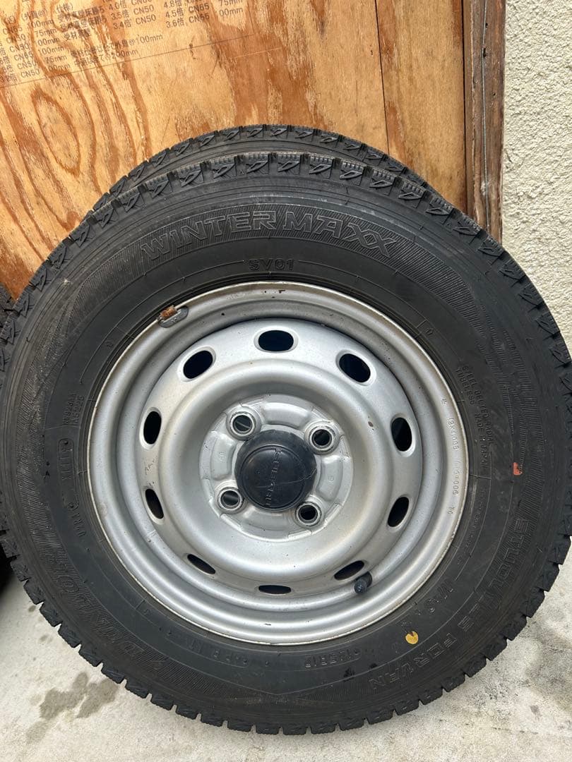 145R12 6PR ハイゼット用スタッドレス、スチールホイール4本セット