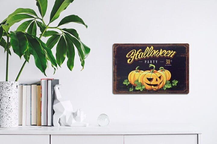 デザイン看板A4】ハロウィン飾りかぼちゃ黒★装飾ブリキ看板アメリカン雑貨