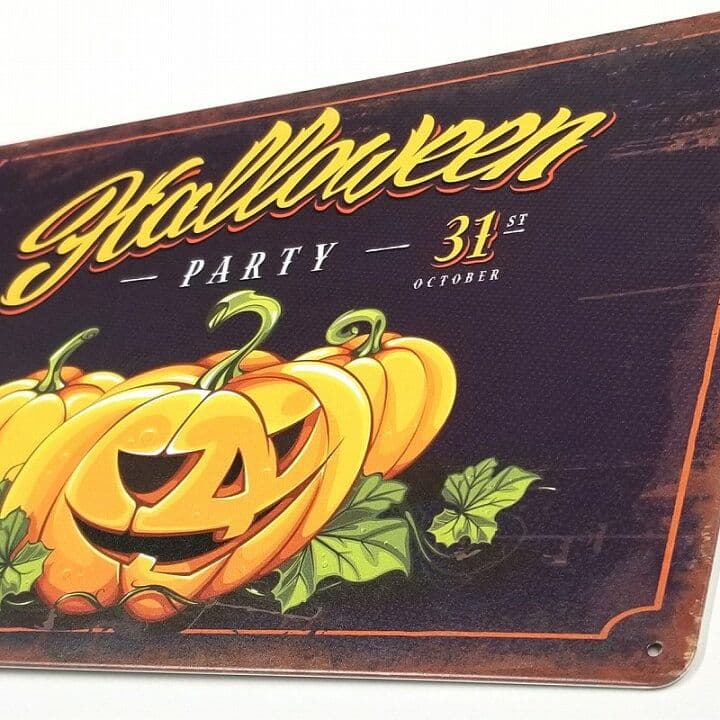 デザイン看板A4】ハロウィン飾りかぼちゃ黒★装飾ブリキ看板アメリカン雑貨