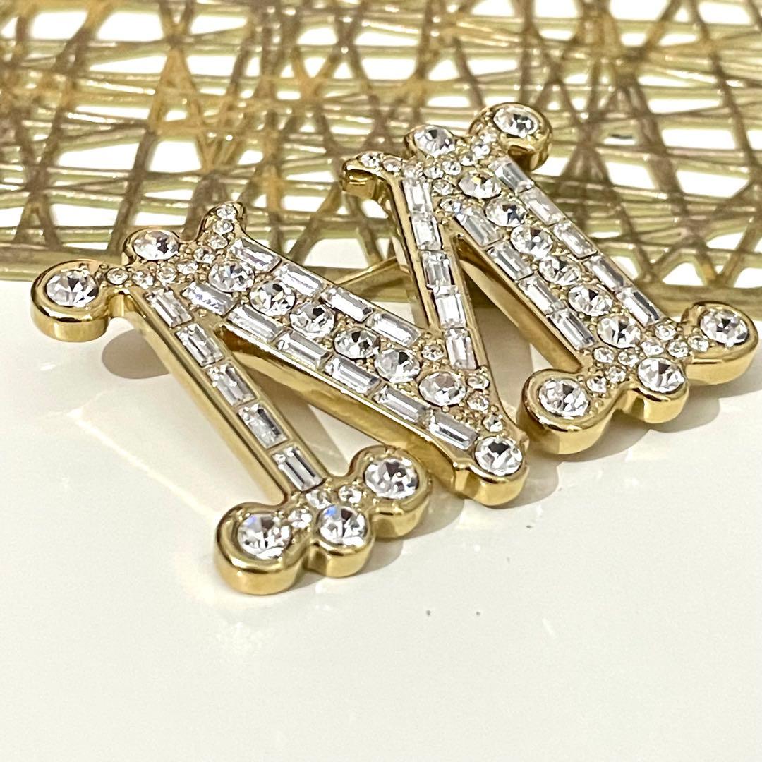 Max mara 定番 クリスタル x ゴールド　ブローチ