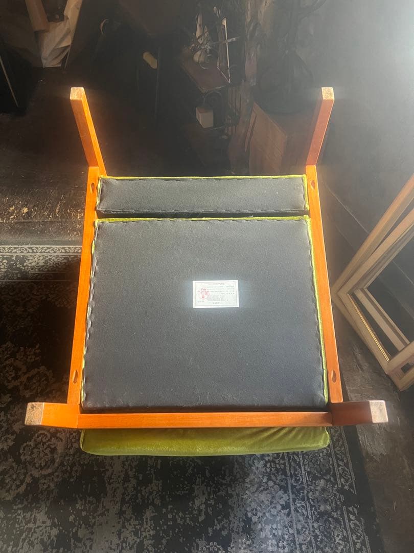 レトロ グリーンファブリック 1人掛けソファ