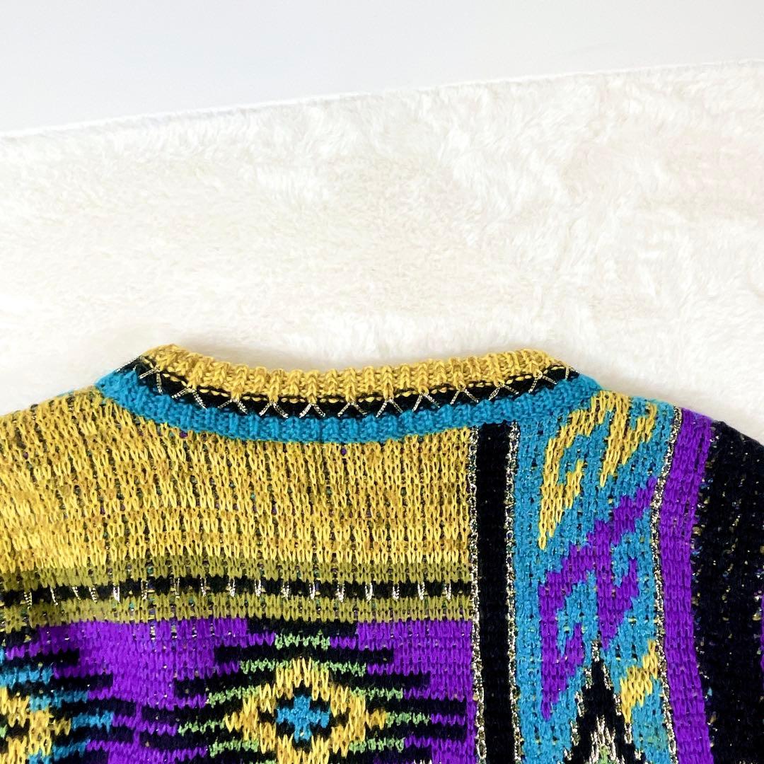 【希少】FICCE (フィッチェ) 幾何学模様 ニットセーター マルチカラー