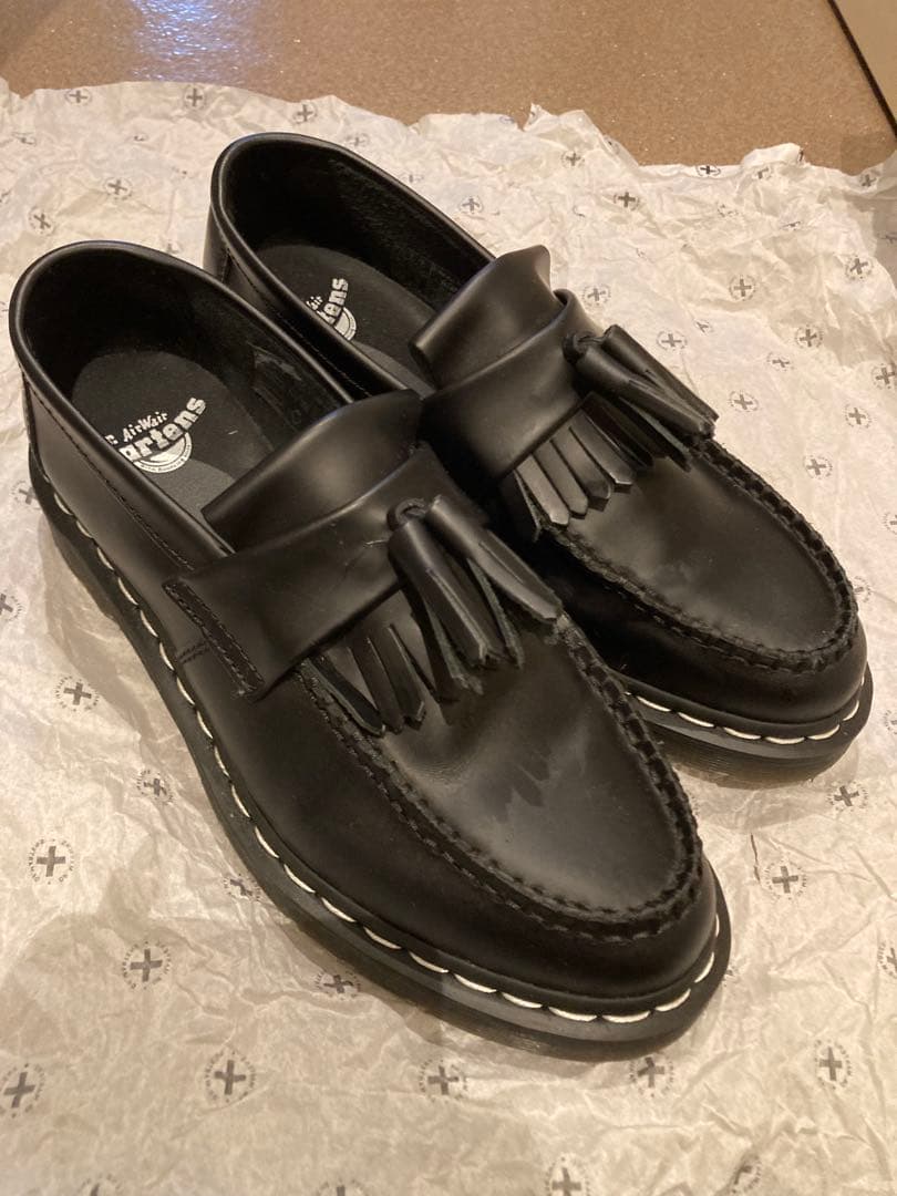 Dr. マーチンエイドリアン　白ステッチ　　　　フリンジ付きローファー 25cm