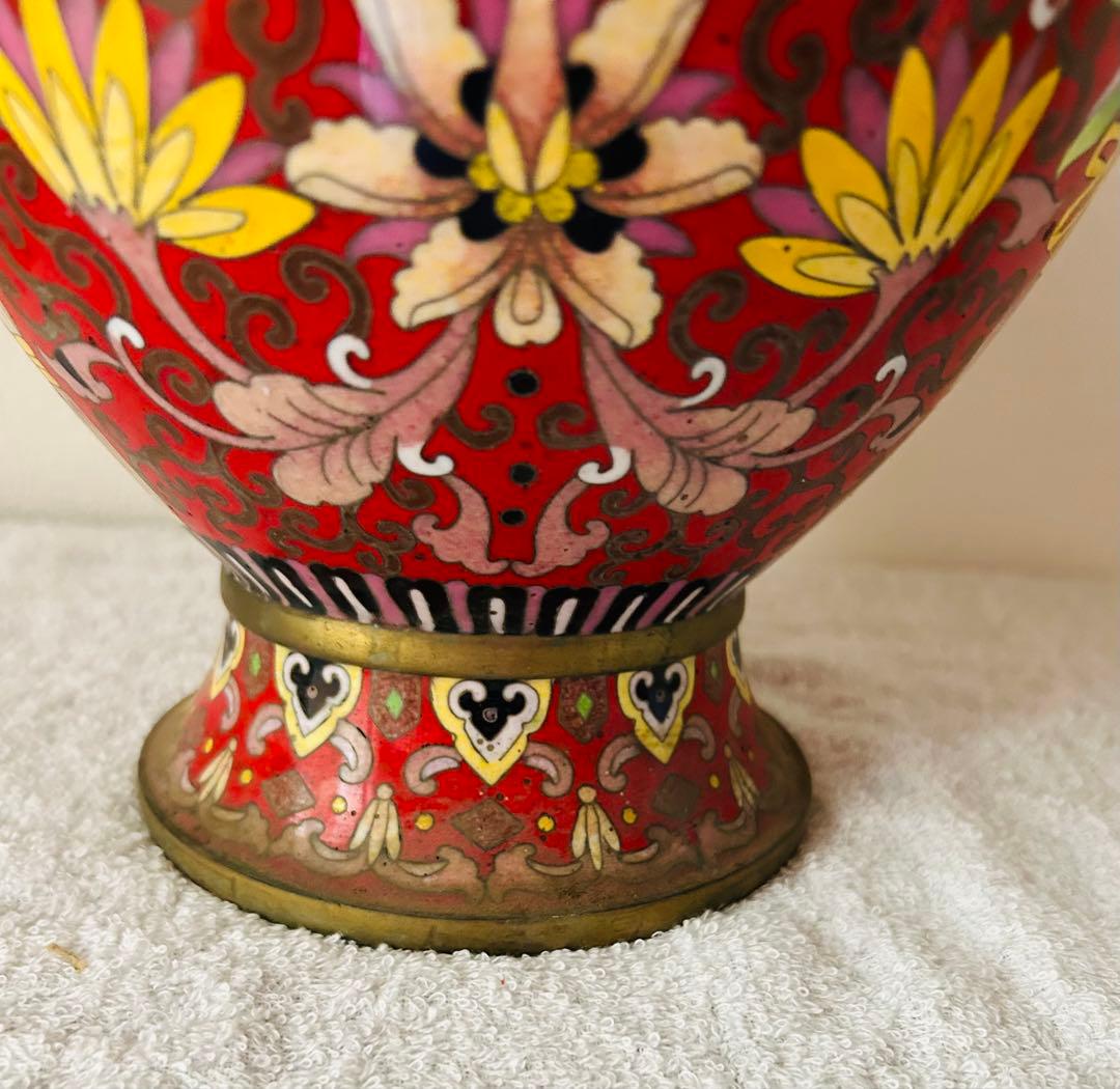 中国美術　七宝大花瓶　高さ39cm