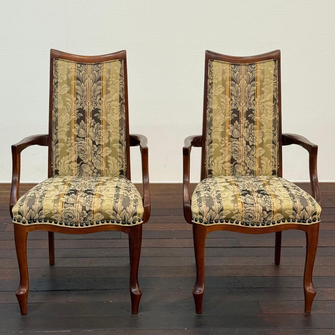 H21K17a マルニ木工 ベルサイユ 猫脚 アームチェア 2脚セット