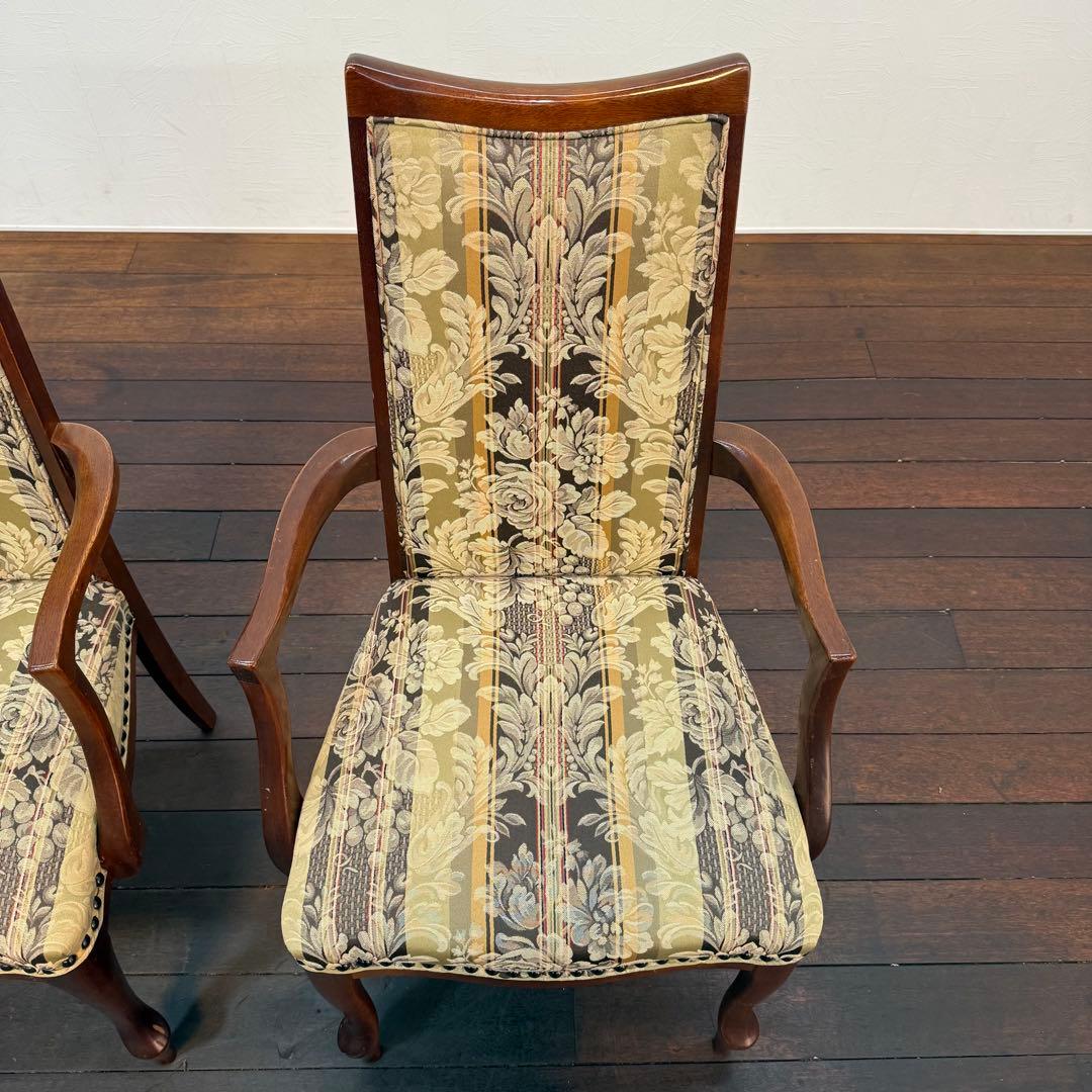 H21K17a マルニ木工 ベルサイユ 猫脚 アームチェア 2脚セット