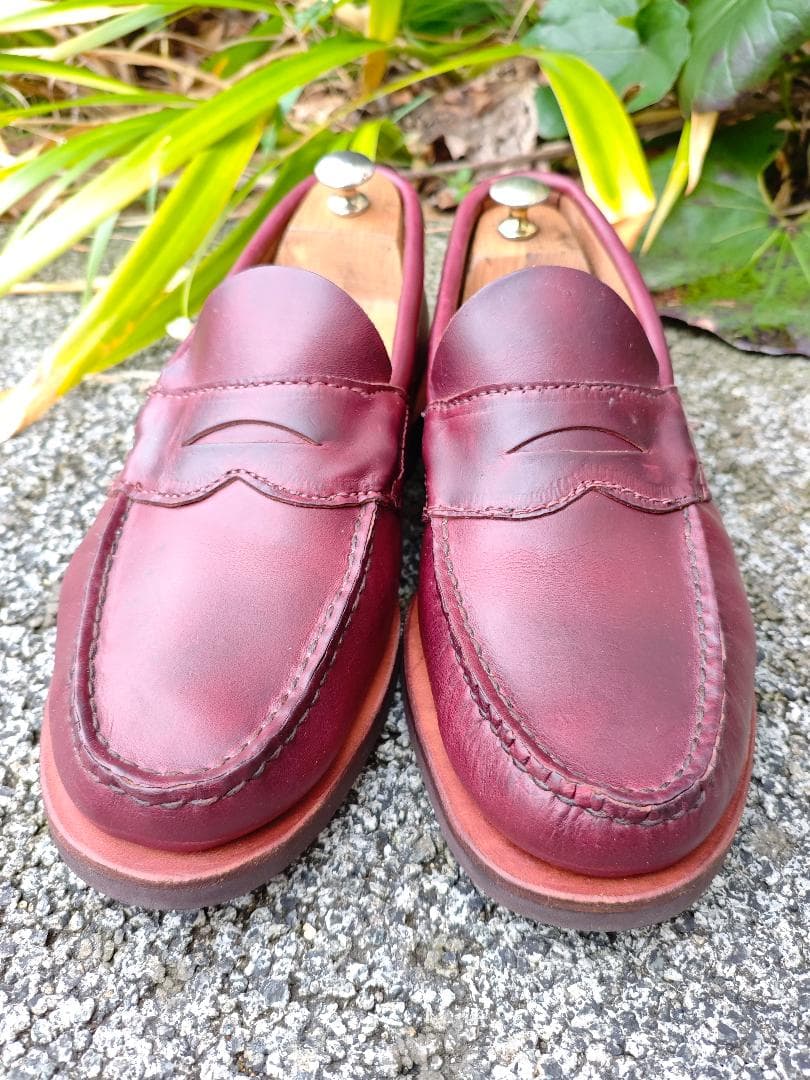 ラッセルモカシン ローファー 8 EE バーガンディー