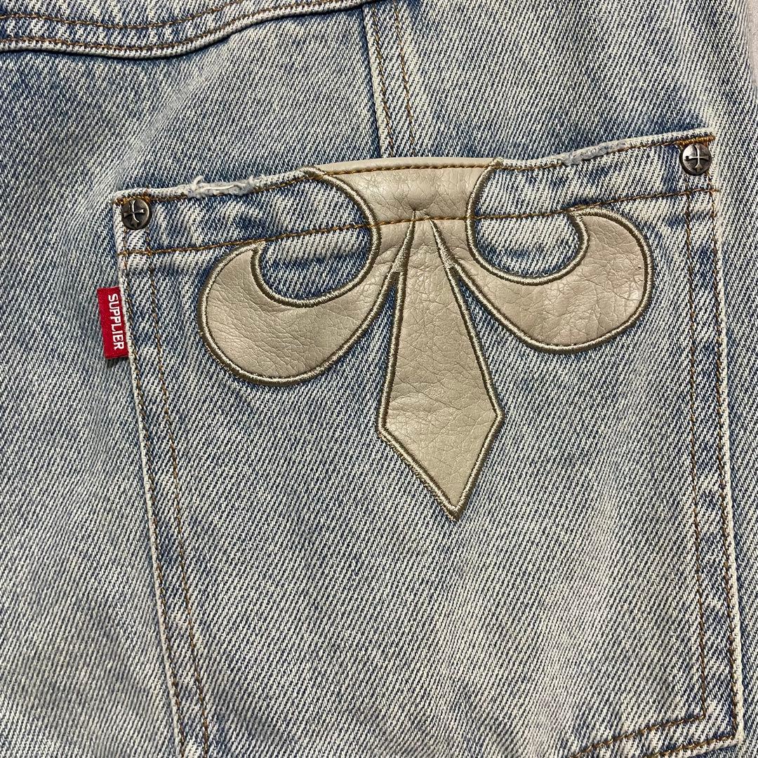 SUPPLIER サプライヤー クロスレザーパッチ　バギーデニムパンツ