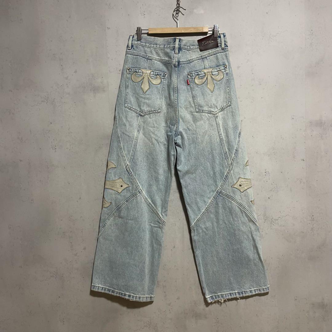 SUPPLIER サプライヤー クロスレザーパッチ　バギーデニムパンツ