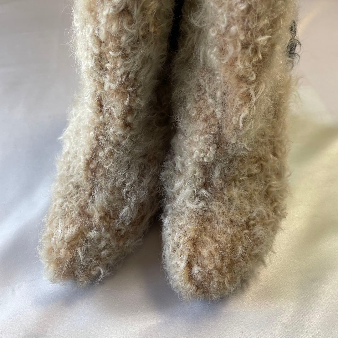 日本製　マイパンダ　本革　毛皮　ラム　ブーティ　ショートブーツ