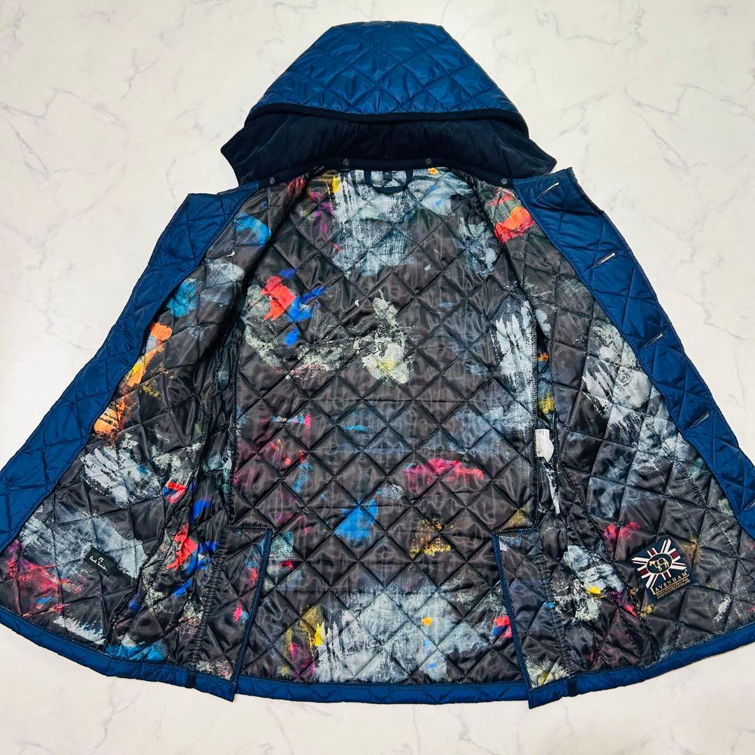 【美品】ラベンハム×ポールスミス　キルティングジャケット　総柄 2way フード