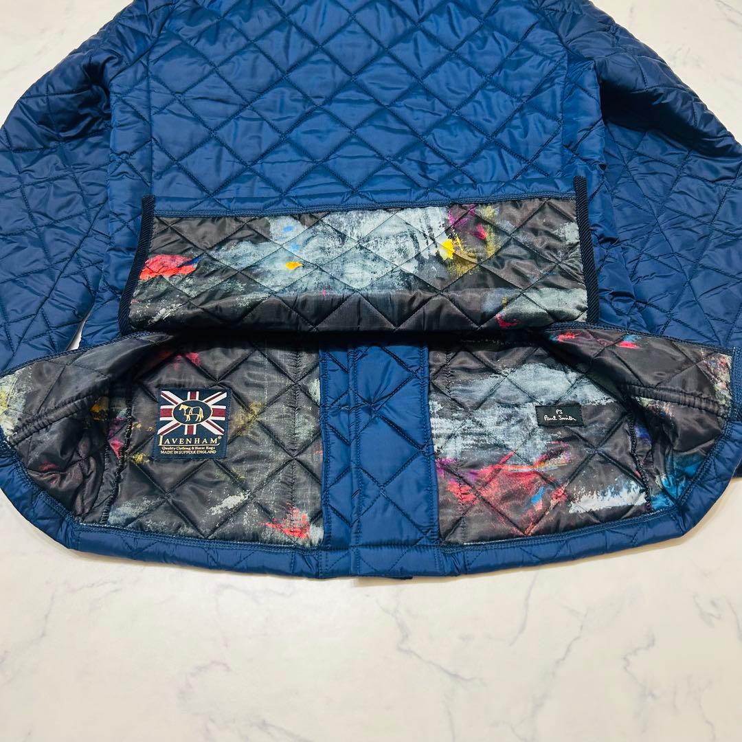 【美品】ラベンハム×ポールスミス　キルティングジャケット　総柄 2way フード