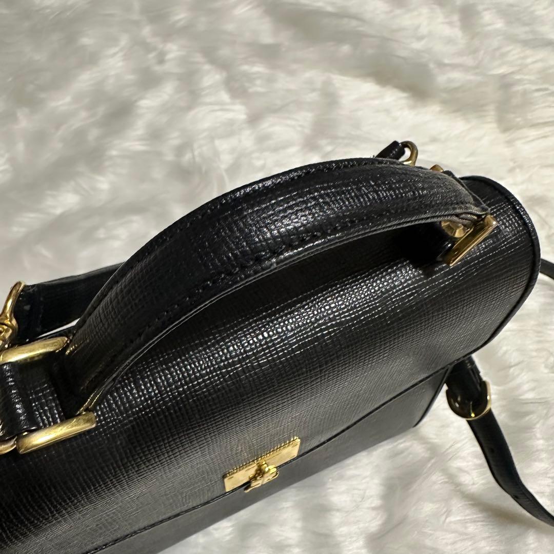 courregesクレージュ2wayハンドバッグショルダーバッグ黒金ロゴ レザー