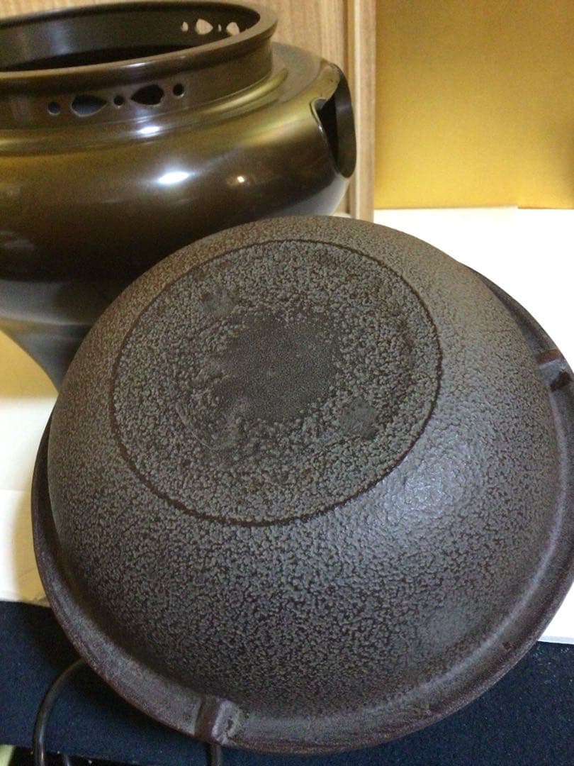 茶道具 風炉釜 敬典&浄雲『唐銅朝鮮風炉』 風炉灰５袋付き