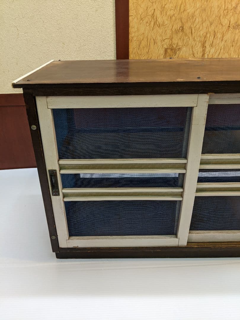 蠅張　水屋　昭和レトロ　ヴィンテージ　アンティーク　戸棚　キャビネット