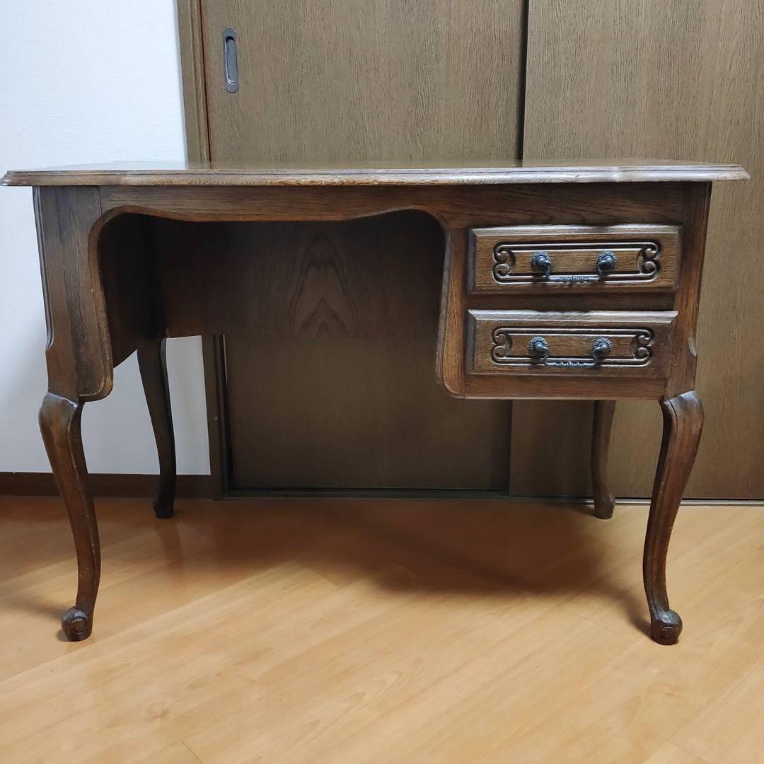 木製 アンティークデスク ヴィンテージ 机 海外輸入家具 東欧製 猫脚