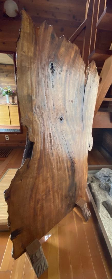 アンティーク　一刀彫り　衝立　パーテーション　虎トラ　天然木1枚板