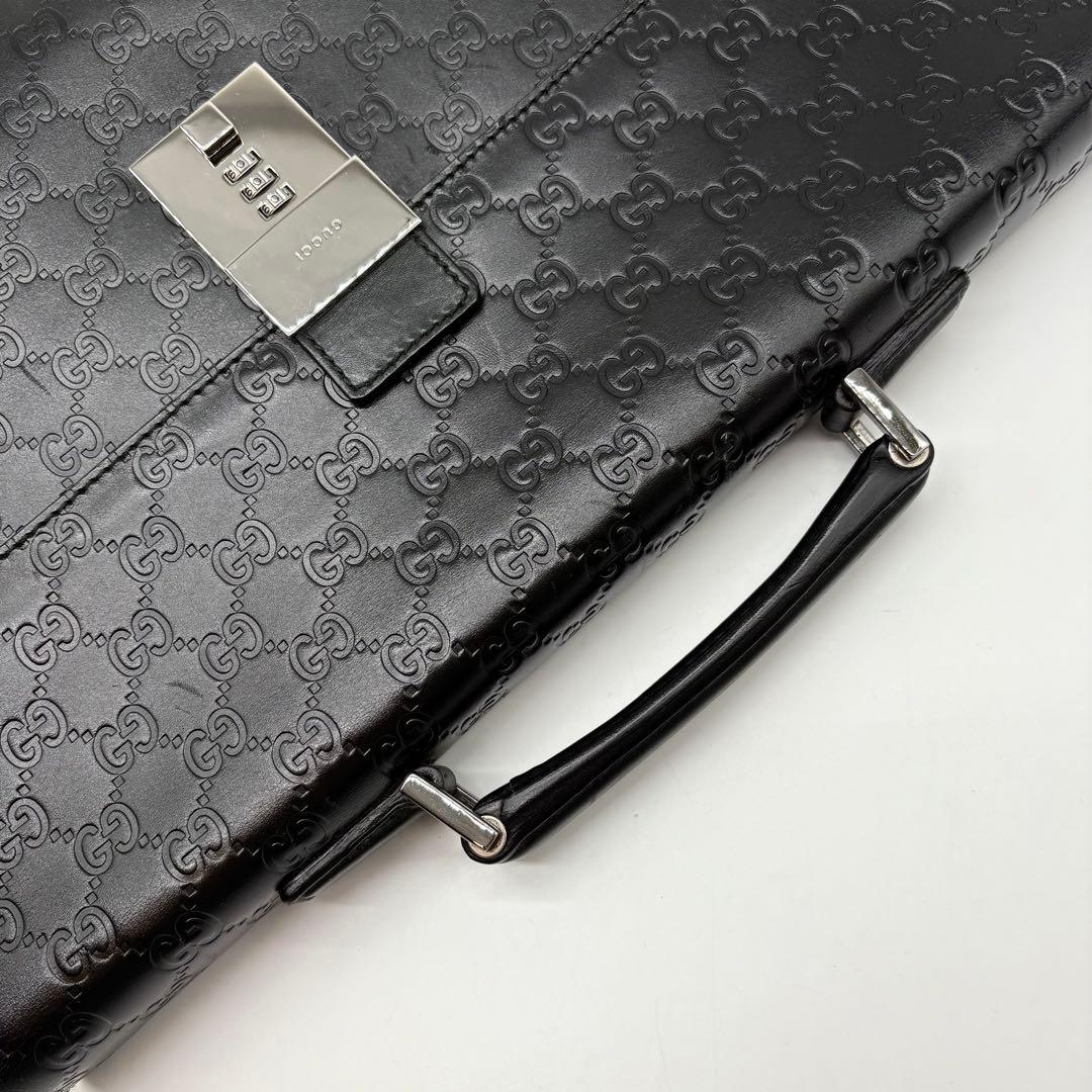 【極美品】GUCCI グッチ シマレザー GG ビジネスバッグ A4 ブラック