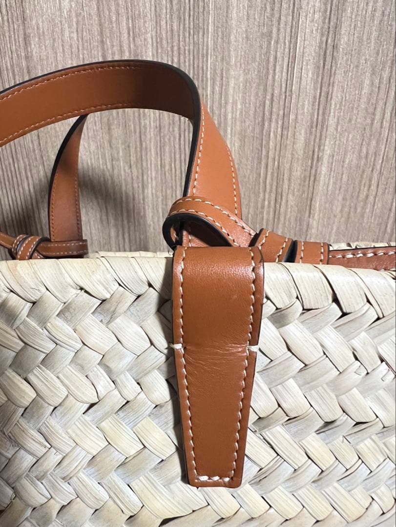 CELINE クラシック パニエ / ラフィア ＆ カーフスキン