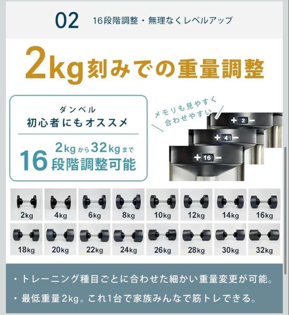 ダンベル フレックスベル2kg刻み 32kg可変式ダンベル　筋トレ 【①/ ②】
