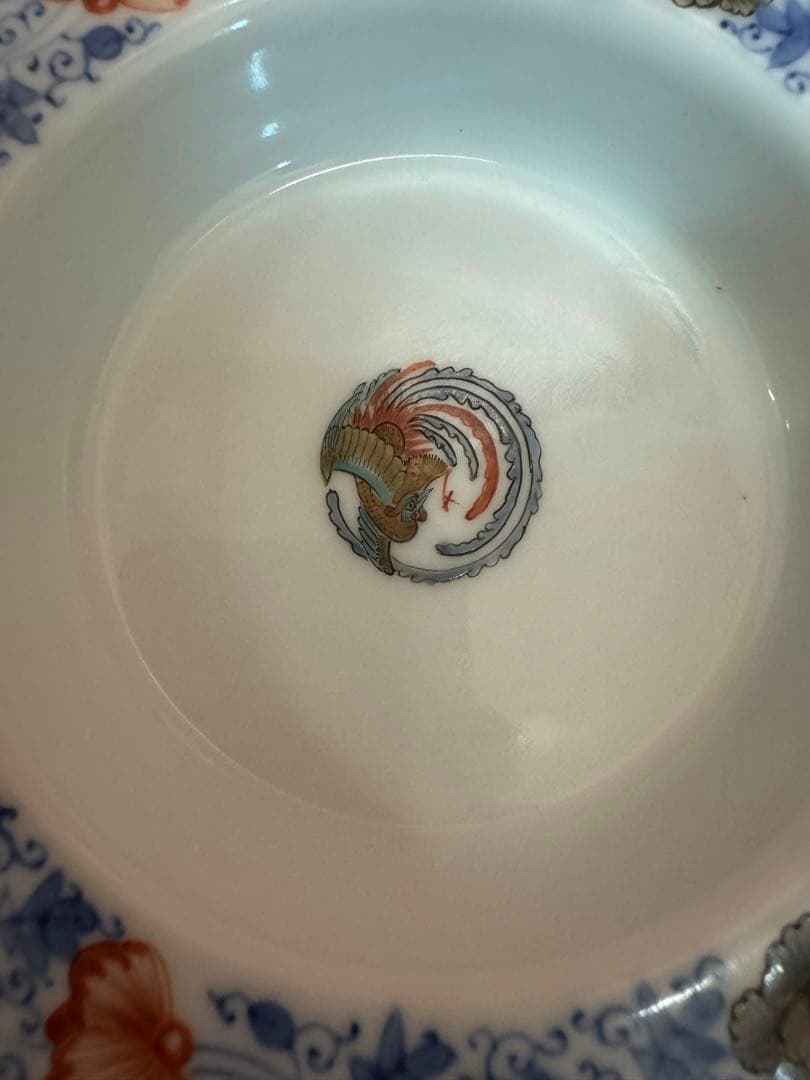 1877 十二代　柿右衛門　染錦　牡丹唐草　灰皿　未使用