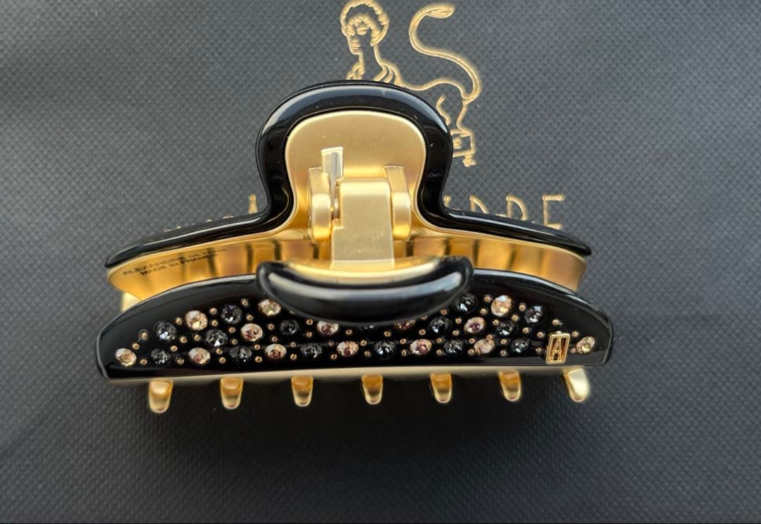 アレクサンドルドゥパリ ヴァンドームクリップ M 黒 ゴールド スワロ 新品