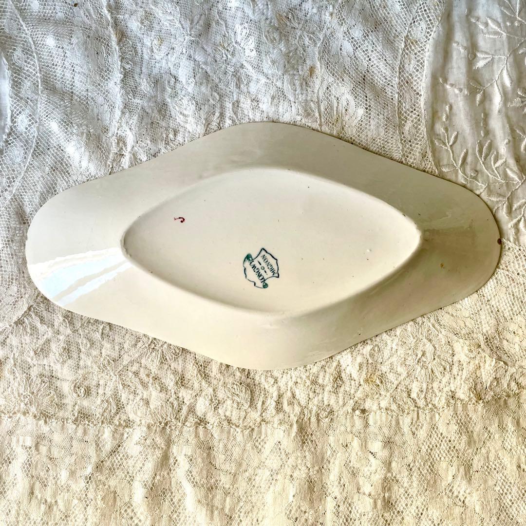 ロンウィ　小鳥と野ばらのラヴィエ Mignon Longwyフランスアンティーク