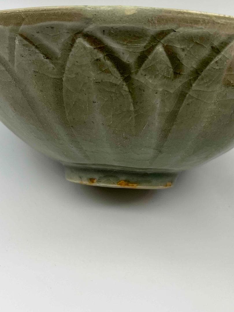 宋時代　青磁　耀州窯刻蓮瓣文碗　茶盞 青瓷鉢　茶碗　唐物(D-3)