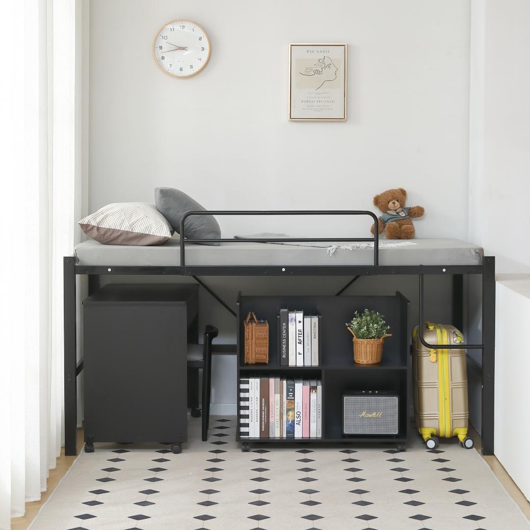 限定価格！ロフトベッド【高さ90CMｘSD・セミダブル】高さ調整可能 BLACK