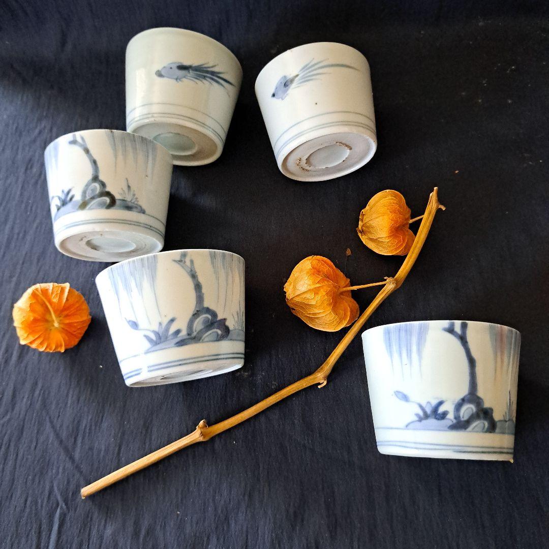 「5客揃(そろ)いの楽しみ ②！」 古伊万里そば猪口 5客セット 骨董アンティー