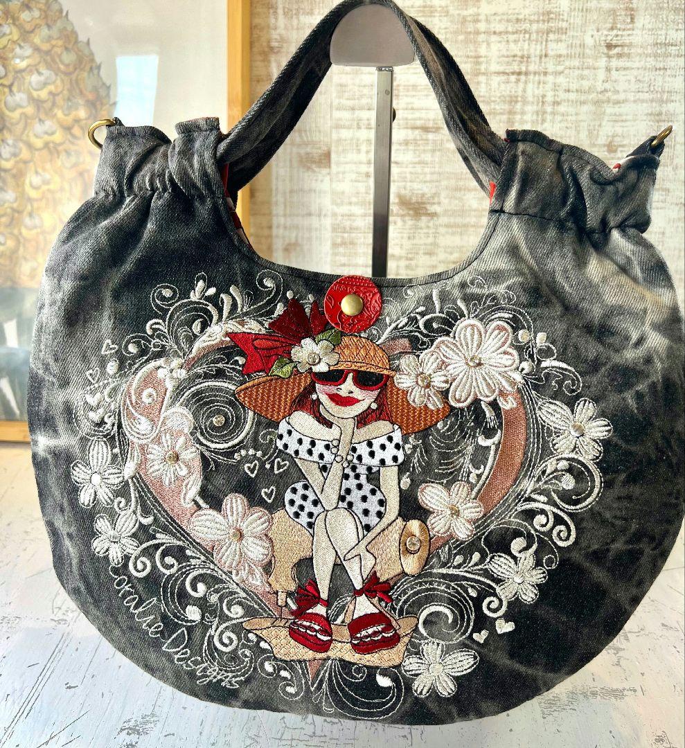 お纏めリクエスト＊ロラライハリス♡ブラックWデニム絞りバッグ♡ベロアのショルダー