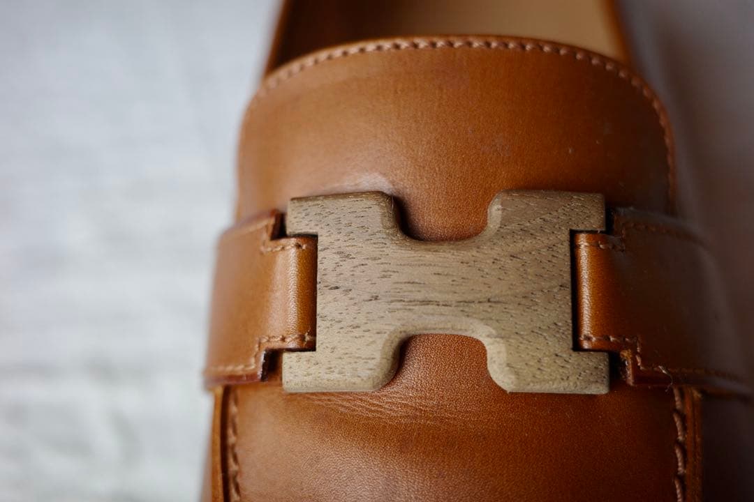 【正規品・極美品】 HERMES ローファー 36.5 木製Hバックル 箱付き