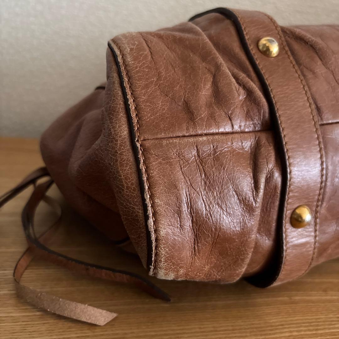 miumiu VITELLO LUX 2way ショルダーバッグ　ブラウン