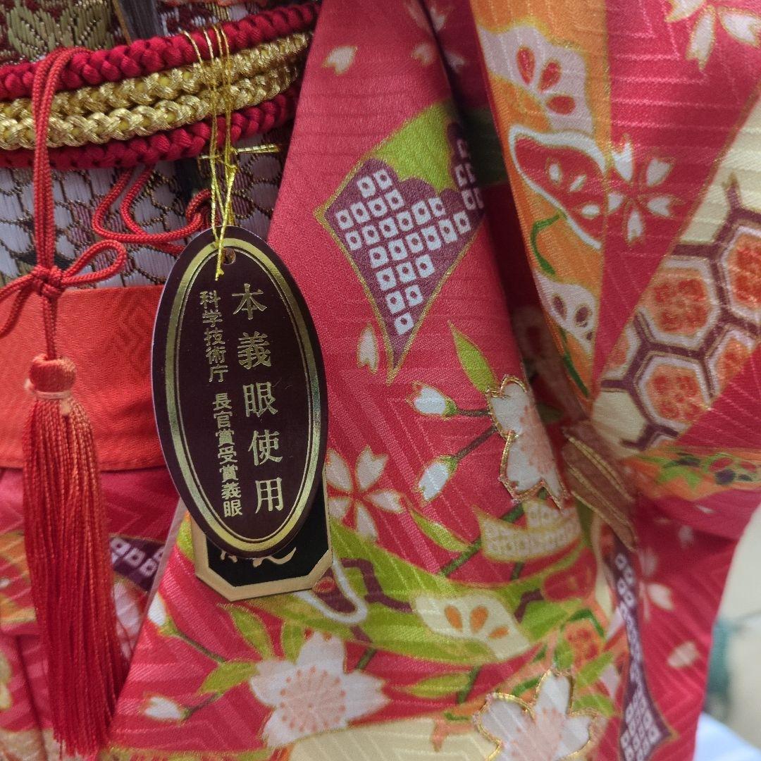 市松人形 赤色着物 ガラスケース入り