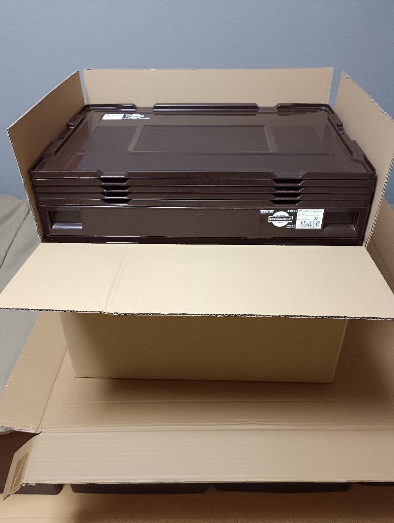 中古⑤　5個セット　折りたたみコンテナ　50L 長辺扉付　蓋あり