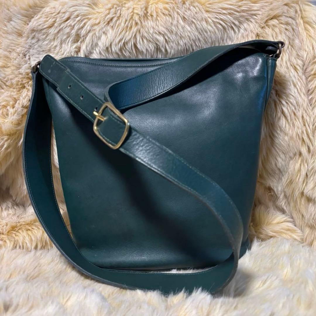 希少OLD COACH　オールドコーチ／USA製緑ショルダーバッグ0620301