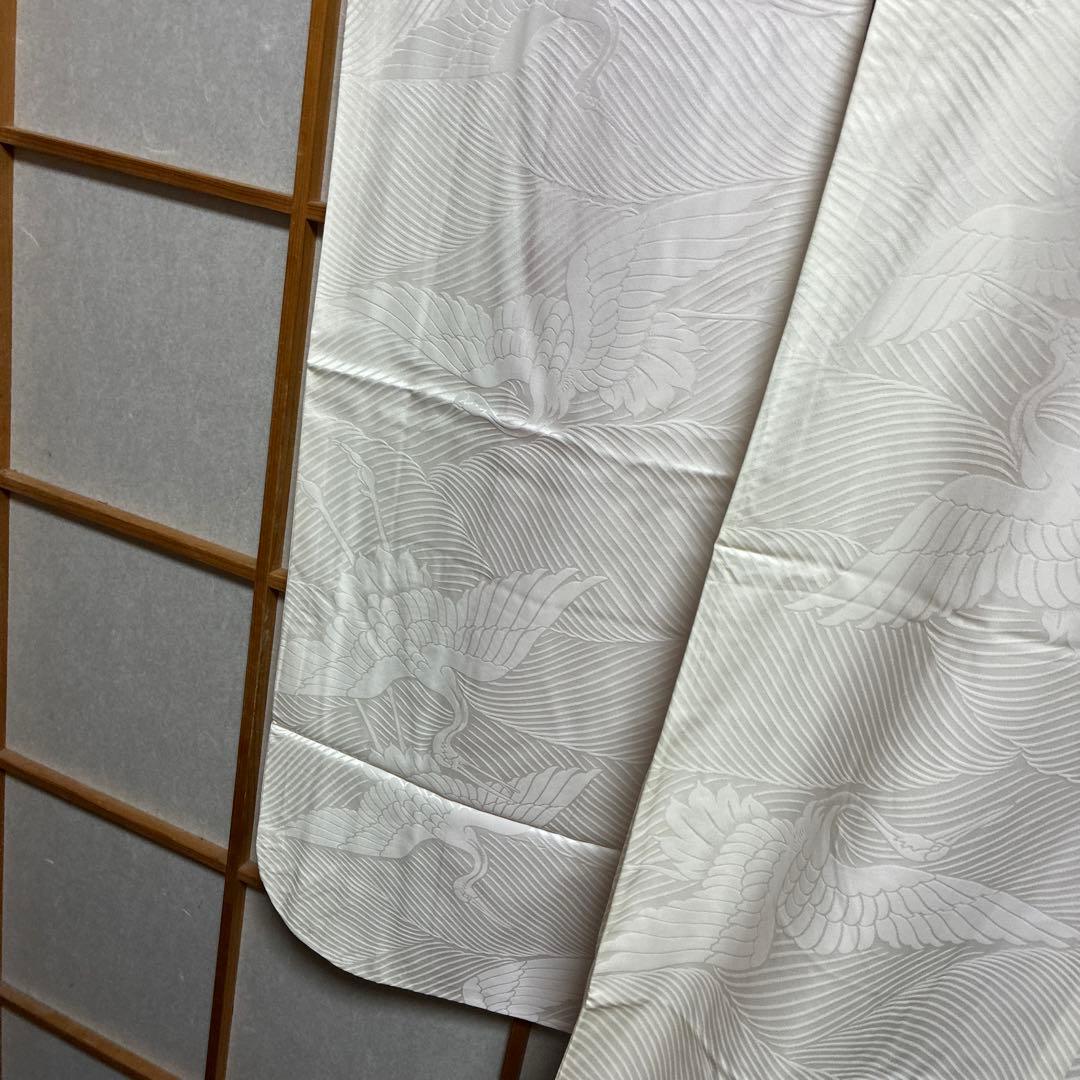 ち*ぃ様 花嫁着物白無垢掛下。比翼、白赤色婚礼用掛下白無垢婚礼衣装鶴模様、表内側