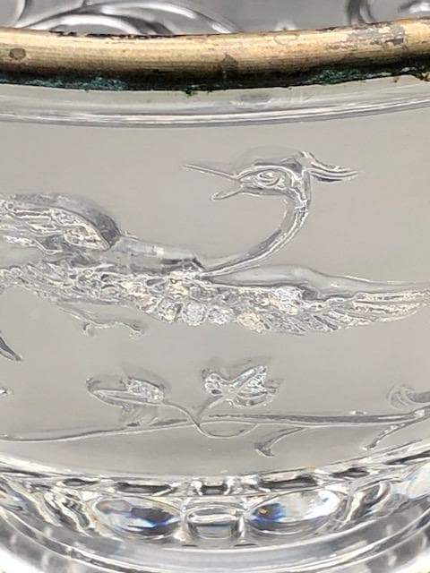 オールドバカラ　ジャポニズム　鳳凰デザインのクリスタル　花器