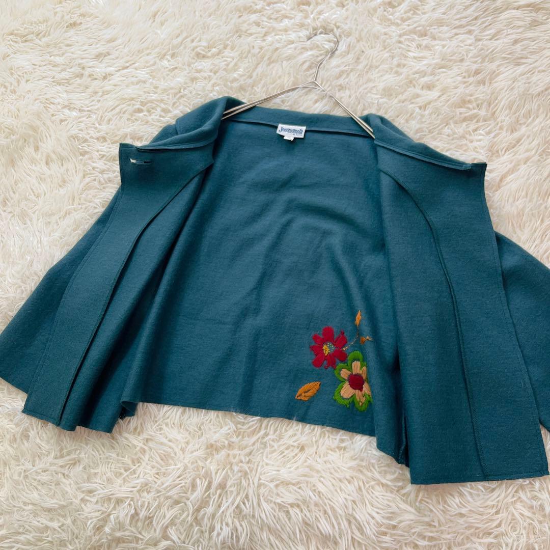 ホコモモラ ウール100 ショート丈ジャケット 刺繍ボタン フレア 42