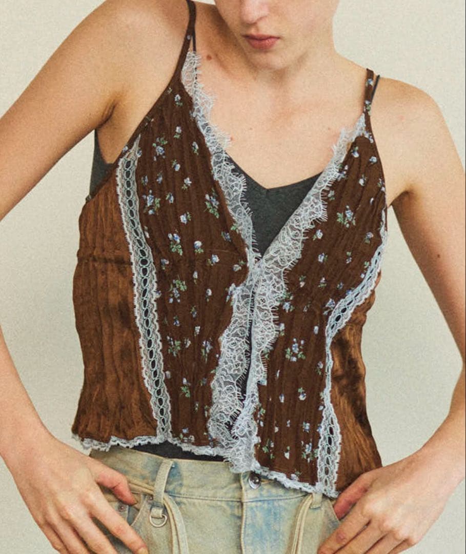 MAISON SPECIAL スモールフラワーワッシャーキャミソール