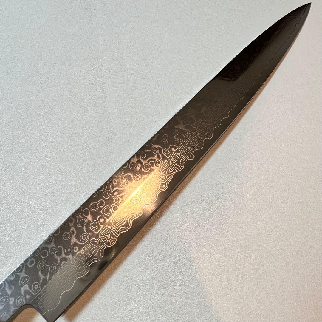 尺300mm 柳刃包丁 墨流しダマスカス　黒檀八角柄　刺身包丁 和包丁_