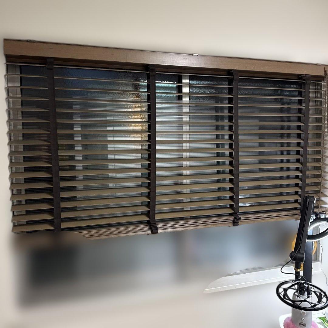 美品タチカワブラインド ウッドブラインド 木製 ラダーテープ 腰高窓用　残2機