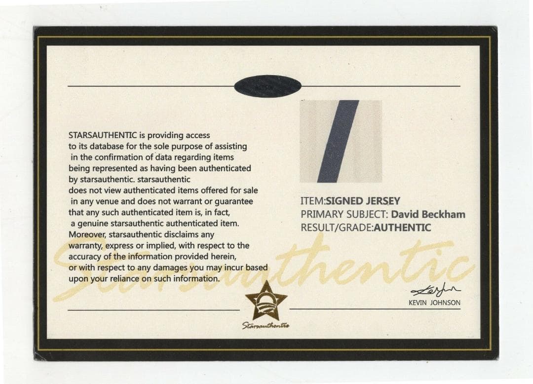 直筆サイン入りユニフォーム デビッド・ベッカム 元イングランド代表 サッカー