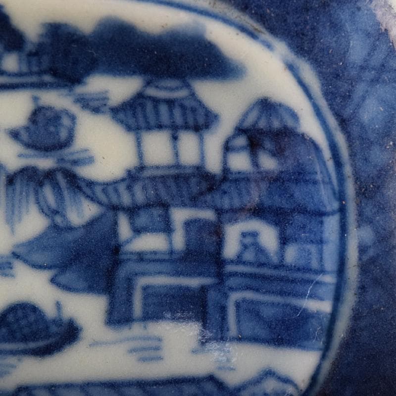 中国　青花　山水文　八角水孟　筆洗　V　R7988