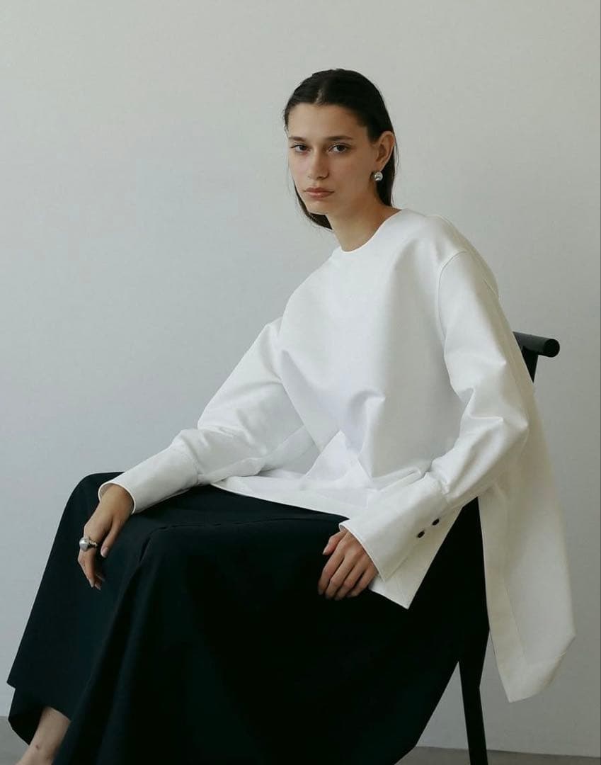 LOHEN ローヘン ハイカウントダブルクロスノーカラーブラウス