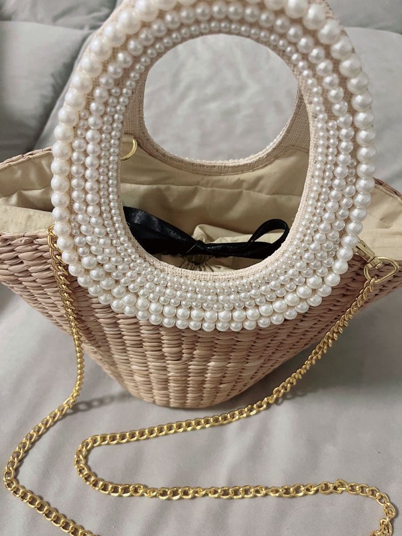 mimi203★パールハンドルバスケット★S チェーン付き
