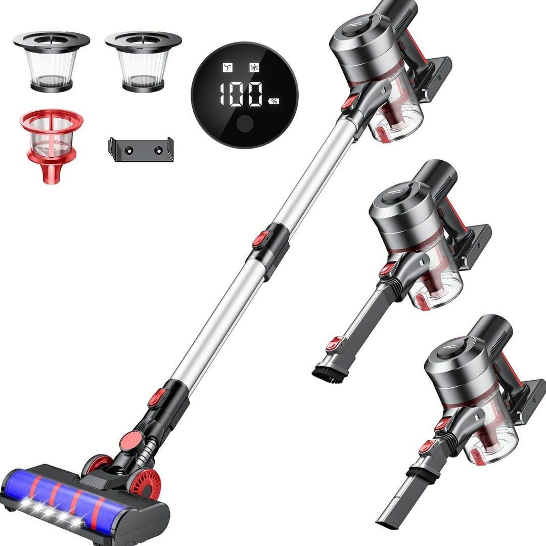 コードレス 掃除機 25000pa LED液晶 スティック ハンディ サイクロン