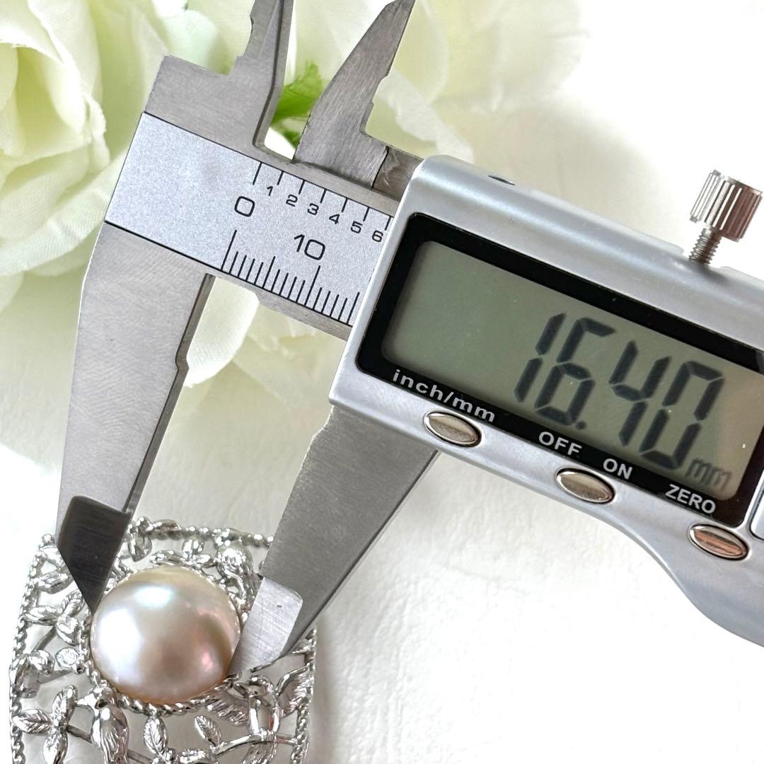 433【タサキ】シルバー　マベパール　2way ブローチ　トップ