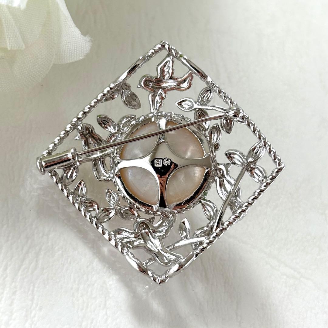 433【タサキ】シルバー　マベパール　2way ブローチ　トップ